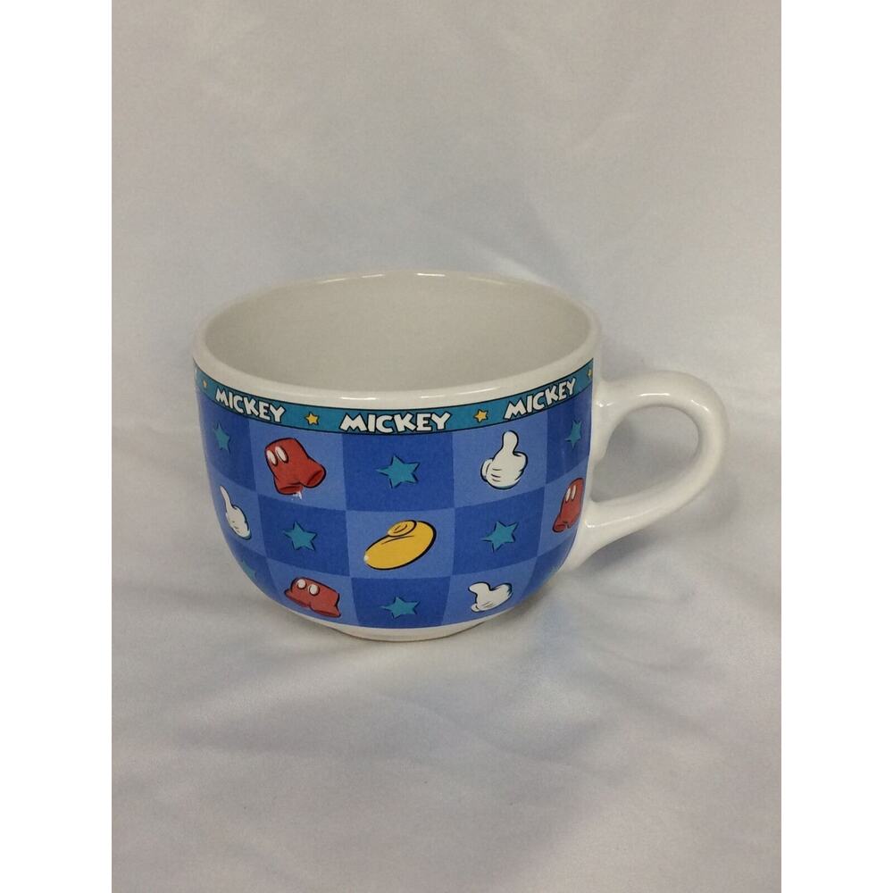 DISNEY APPLAUSE MICKEY MOUSE BLUE GLOVES LARGE COFFEE CAPPUCCINO SOUP MUG